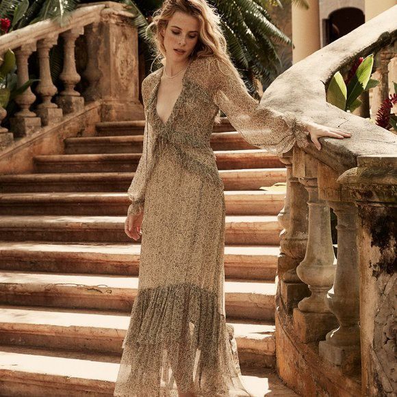 Doen Dresses Rare Doen Saffron Dress In Chamomile Garden Bloom Silk